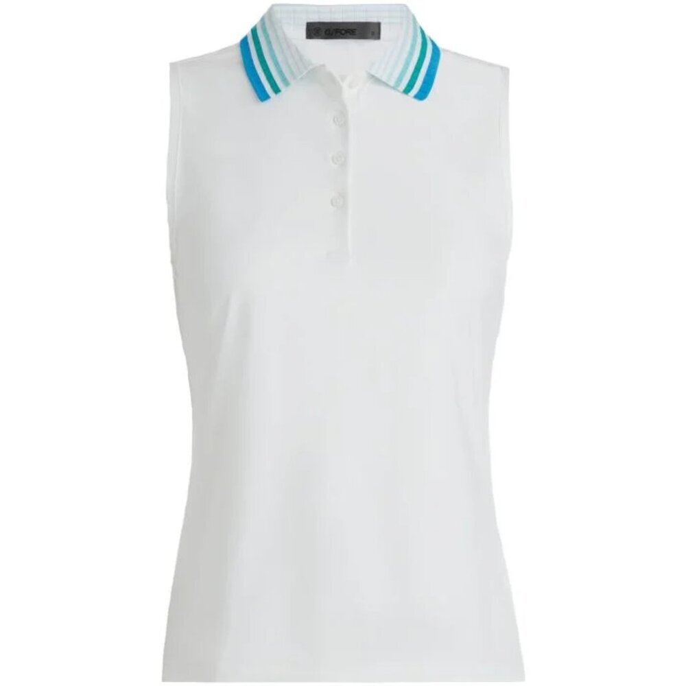 G/FORE Womens Pleated Collar Silky Tech Nylon Sleeveless Golf Polo